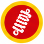 Punainen pyöreä logo, jossa kultainen reuna ja valkoinen auton jousi.