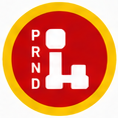 Punainen ympyrä jossa valkoinen logo auton vaihteistosta